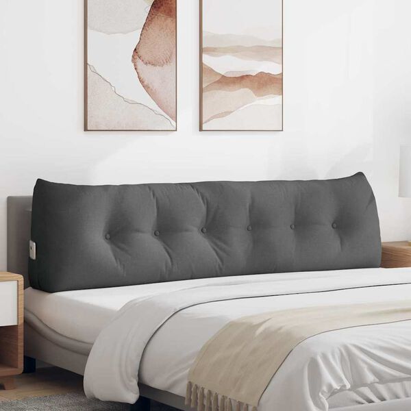 vidaXL Rugkussen Donkergrijs 180 x 24 x 50 cm Stof