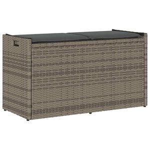 vidaXL Opbergbank met kussen voor buiten 100 cm poly rattan grijs
