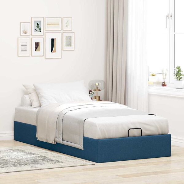 vidaXL Bedframe zonder matras 90x190 cm stof blauw