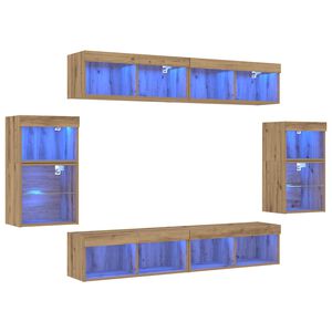 vidaXL Tv-meubelset 8 st artisanaal eikenkleurig Bewerkt hout