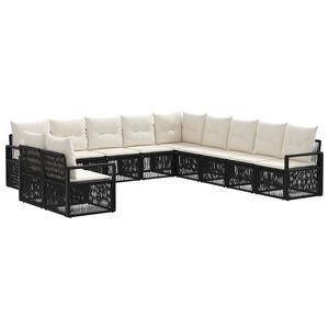 vidaXL Tuinbankenset 11 pcs Zwart poly rattan
