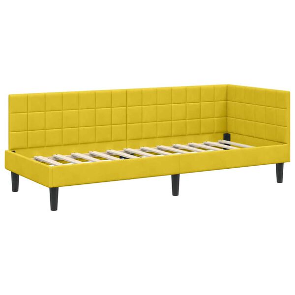vidaXL Hoekbedframe met hoofdeinde Geel 80 cm x 200 cm Fluweel
