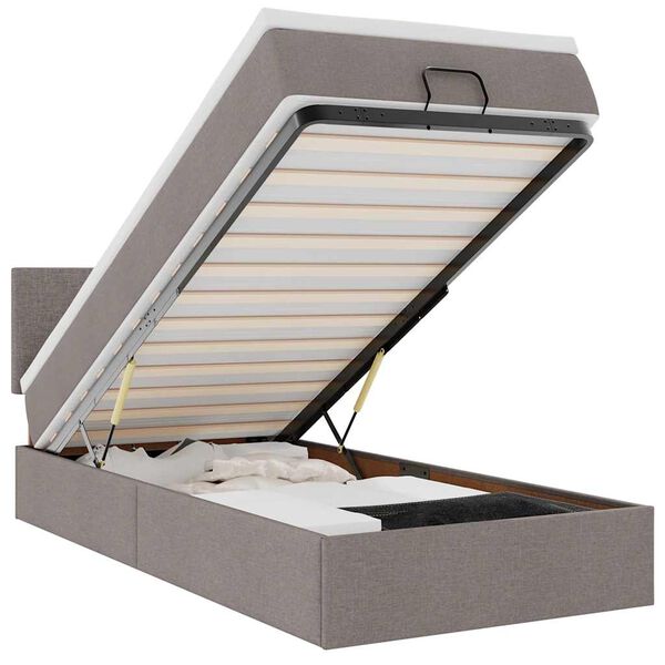 vidaXL Ottoman bed met matras en LED's 100x200 cm stof taupe