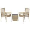 vidaXL Tuin Bistro Set 3 pcs Beige poly rattan