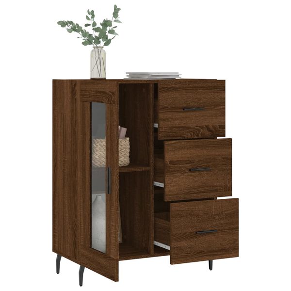 vidaXL Dressoir 69,5x34x90 cm bewerkt hout bruin eikenkleur