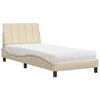 vidaXL Bed met matras "Hanko" stof cr&egrave;mekleurig 90x190 cm