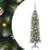 vidaXL Kunstmatige slanke kerstboom Groen en Wit 120 cm