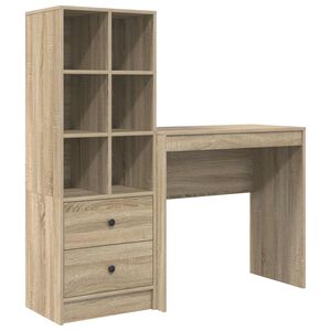 vidaXL Bureau met lade met plank met opslag 2 pcs Sonoma Eiken