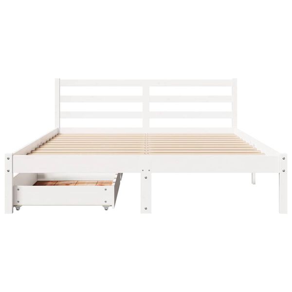 vidaXL Bedframe zonder matras massief grenenhout wit 120x200 cm