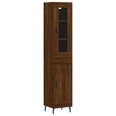 vidaXL Hoge kast 34,5x34x180 cm bewerkt hout bruin eikenkleur