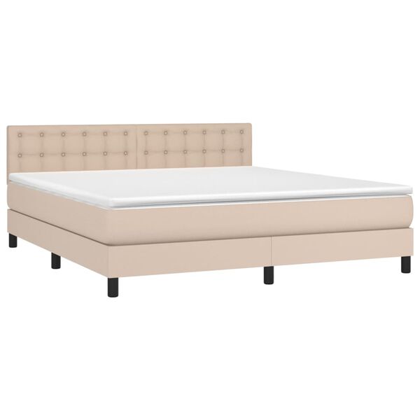vidaXL Boxspring met matras kunstleer cappuccinokleurig 180x200 cm