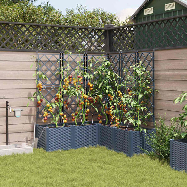 vidaXL Tuin Bloempot Grijs 40 x 40 x 125,5 cm Staal