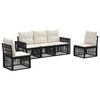vidaXL Tuinbankenset 5 pcs Zwart en Cream Wit poly rattan