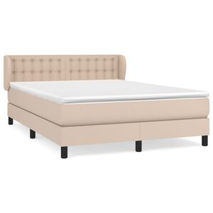 vidaXL Boxspring met matras kunstleer cappuccinokleurig 140x190 cm