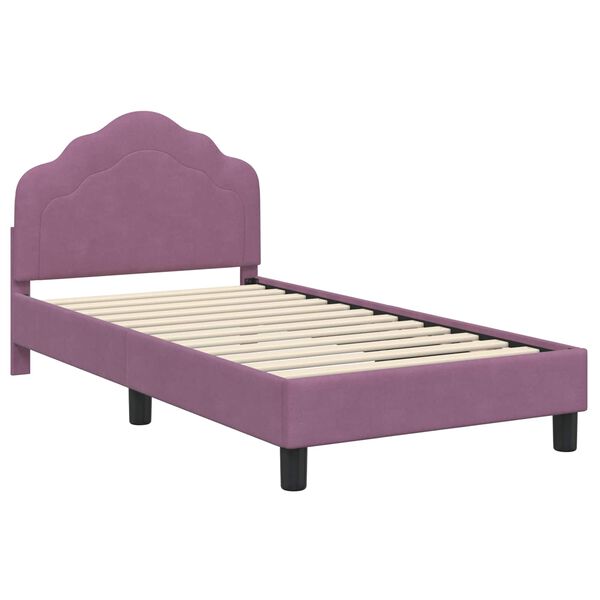 vidaXL Bedframe voor kinderen met hoofdbord Paars 80 x 160 cm Fluweel