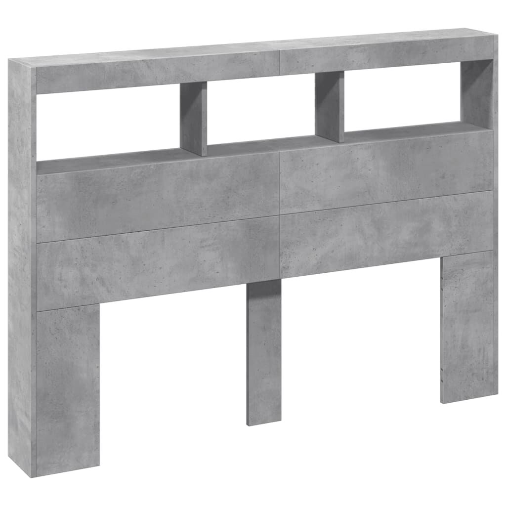 vidaXL Hoofdbordkast met LED-verlichting 160x16,5x103,5 cm betongrijs, hoofdbord kast, kast hoofdeinde bed, hoofdbord bed kast, hoofdbord kast bed
