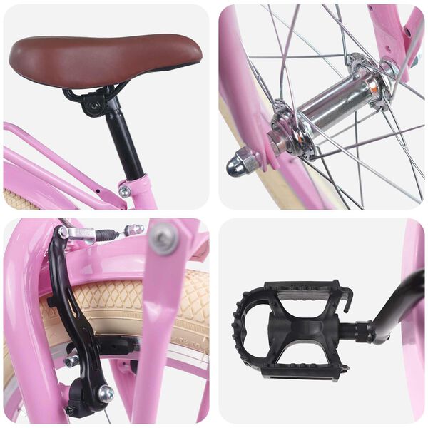 vidaXL Kinderfiets 18 Inch voor 5-7 jaar Lichtroze