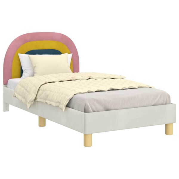 vidaXL Bedframe voor kinderen met hoofdbord Crème 80 x 160 cm Fluweel
