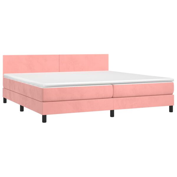 vidaXL Boxspring met matras fluweel roze 200x200 cm