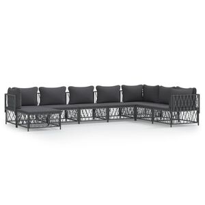 vidaXL 8-delige Loungeset met kussens staal antracietkleurig