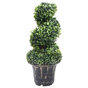 vidaXL Kunstplant met pot buxus spiraal 59 cm groen