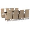 vidaXL 9-delige Tuinset met kussens poly rattan beige
