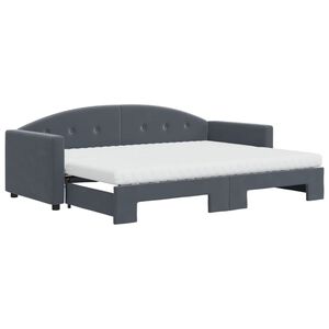 vidaXL Slaapbank onderschuifbed matrassen 80x200cm fluweel donkergrijs