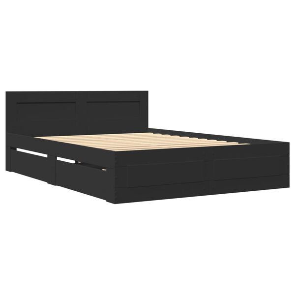 vidaXL Bedframe met hoofdeinde zonder matras 140x190 cm zwart