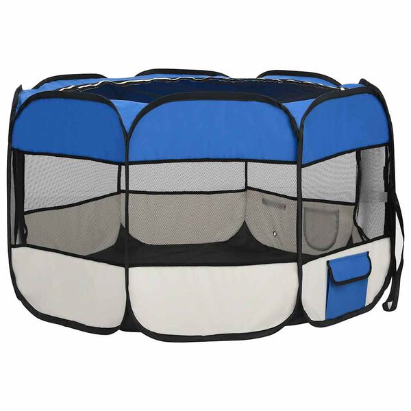 vidaXL Hondenren inklapbaar met draagtas 110x110x58 cm blauw