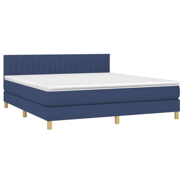 vidaXL Boxspring met matras stof blauw 180x200 cm
