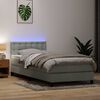 vidaXL Boxspring met matras en LED fluweel lichtgrijs 80x220 cm