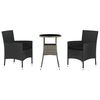 vidaXL 3-delige Bistroset met kussens poly rattan zwart