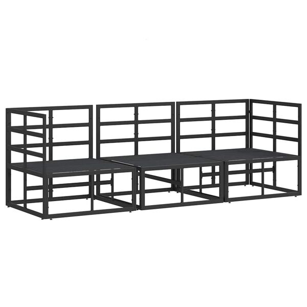 vidaXL Buitenmeubilair met kussen met kussen Zwart Aluminium