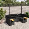 vidaXL 6-delige Loungeset met kussens poly rattan zwart
