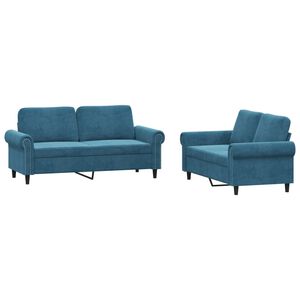 vidaXL 2-delige Loungeset met kussens fluweel blauw