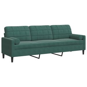 vidaXL 3-zitsbank met sierkussens 210 cm fluweel donkergroen