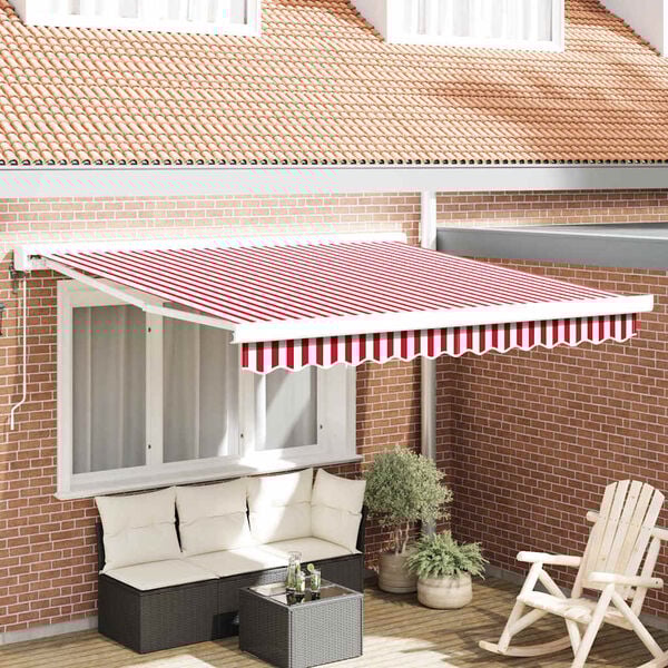 vidaXL Markies Rood en Wit 350 x 250 x 165 cm Polyester en Aluminium