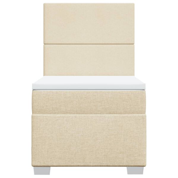 vidaXL Boxspring met matras stof cr&egrave;mekleurig 90x200 cm