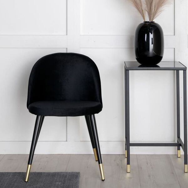 Venture Home Eetkamerstoelen 2 st Velvet fluweel zwart en messing