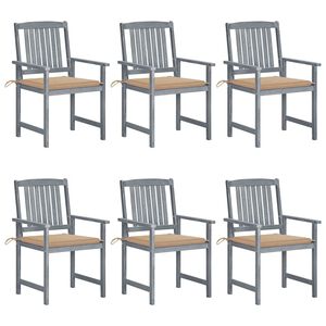 vidaXL Tuinstoelen 6 st met kussens massief acaciahout grijs