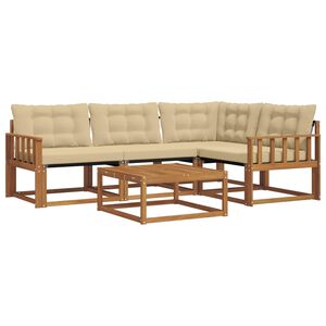 vidaXL Buiten bankenset met kussen 5 pcs Natuurlijk en Beige