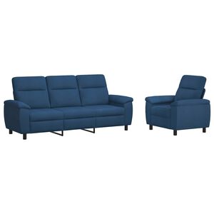vidaXL Bankstel 2 pcs Blauw Stof