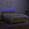 vidaXL Boxspring met matras en LED stof groen 140x200 cm