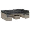vidaXL Bankstel met kussen 10 pcs Lichtgrijs poly rattan