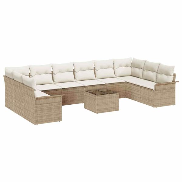 vidaXL Tuin Sofa Set met kussen met opslag 11 pcs Bruin Poly riet