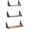vidaXL Wandplank 3 st Rook Eik 37 x 12 x 13 cm