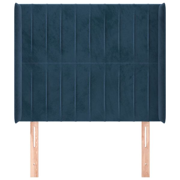 vidaXL Hoofdbord met randen 103x16x118/128 cm fluweel donkerblauw