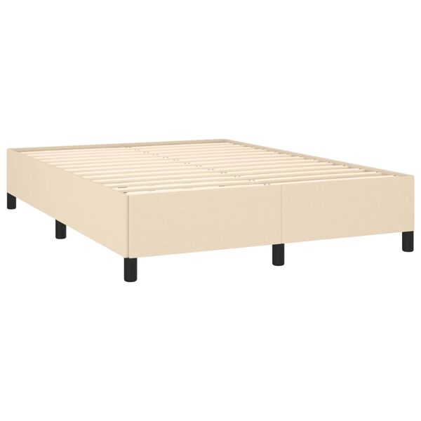 vidaXL Boxspring met matras stof cr&egrave;mekleurig 140x190 cm