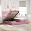 vidaXL Ottoman bed met matrassen en LED's 180x200cm fluweel roze