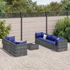 vidaXL 8-delige Loungeset met kussens poly rattan grijs